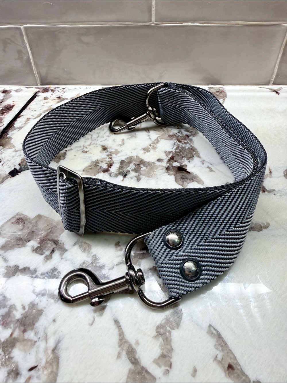 Black & Gray Herringbone Nylon Replacement Strap
